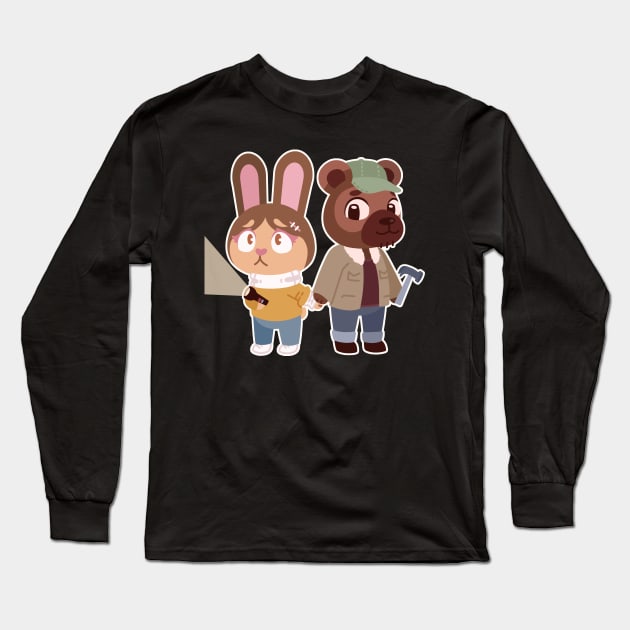 Alison and Mike - Rabbit and Bear Portrait Long Sleeve T-Shirt by Snorg3